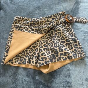Leopard Print Women's Shorts with Belt